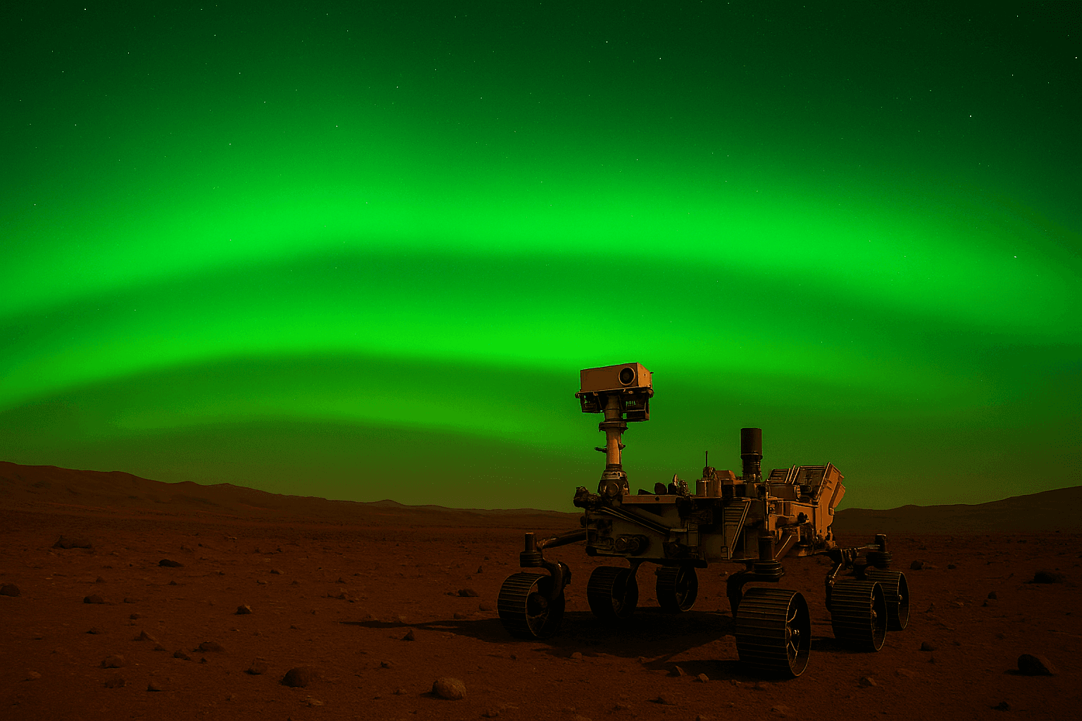 Nocne niebo Marsa rozświetlone zjawiskową zielenią – pierwszy taki widok w historii