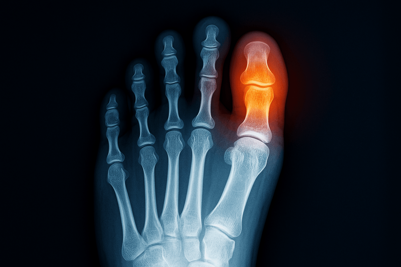 Medyczne zdjęcie obrazujące skutki hiperurykemii