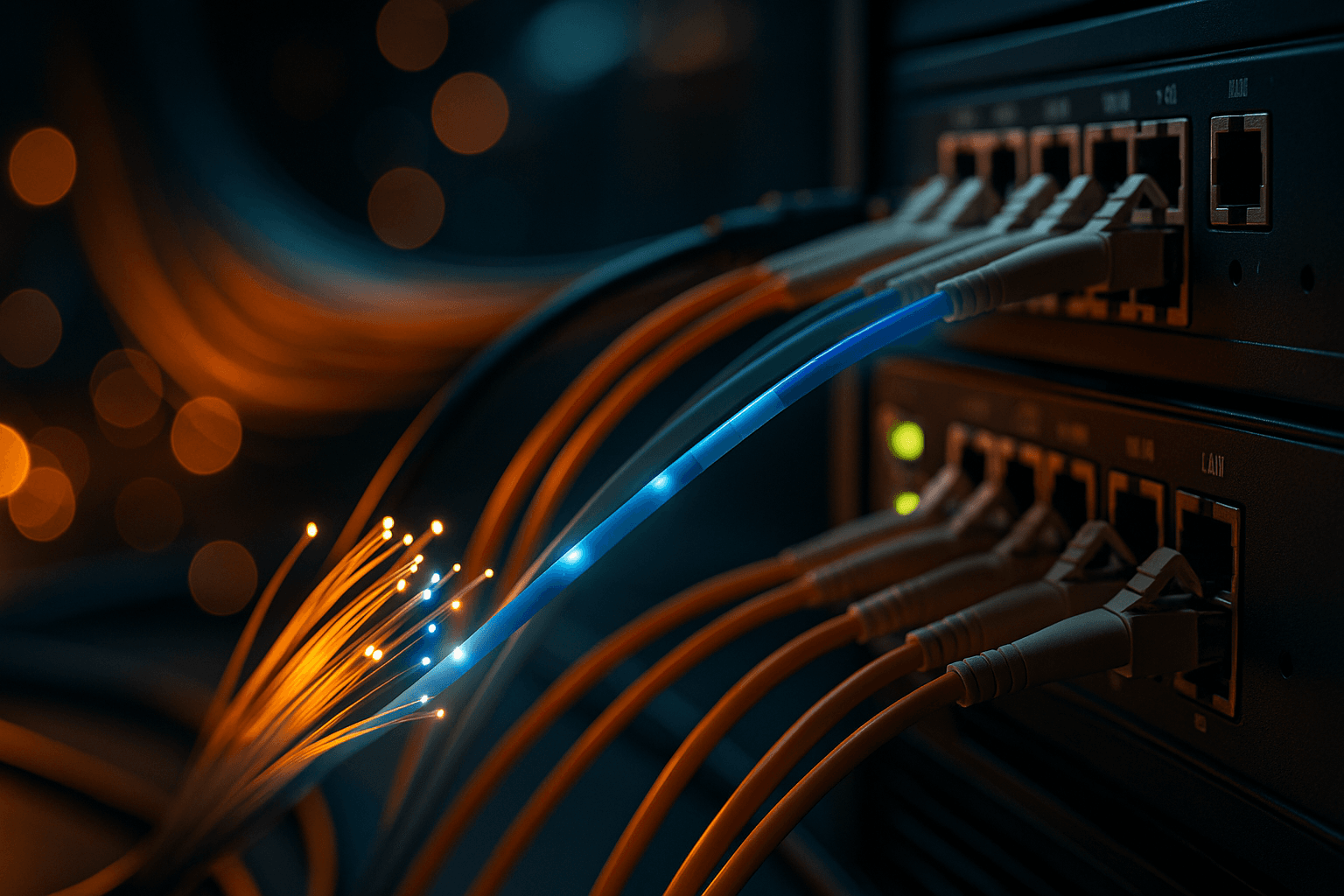 Błękitny impuls: foton kwantowy na tle gorącego Internetu