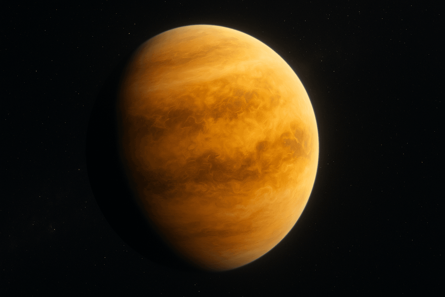 Złoty półksiężyc Wenus na tle kosmosu