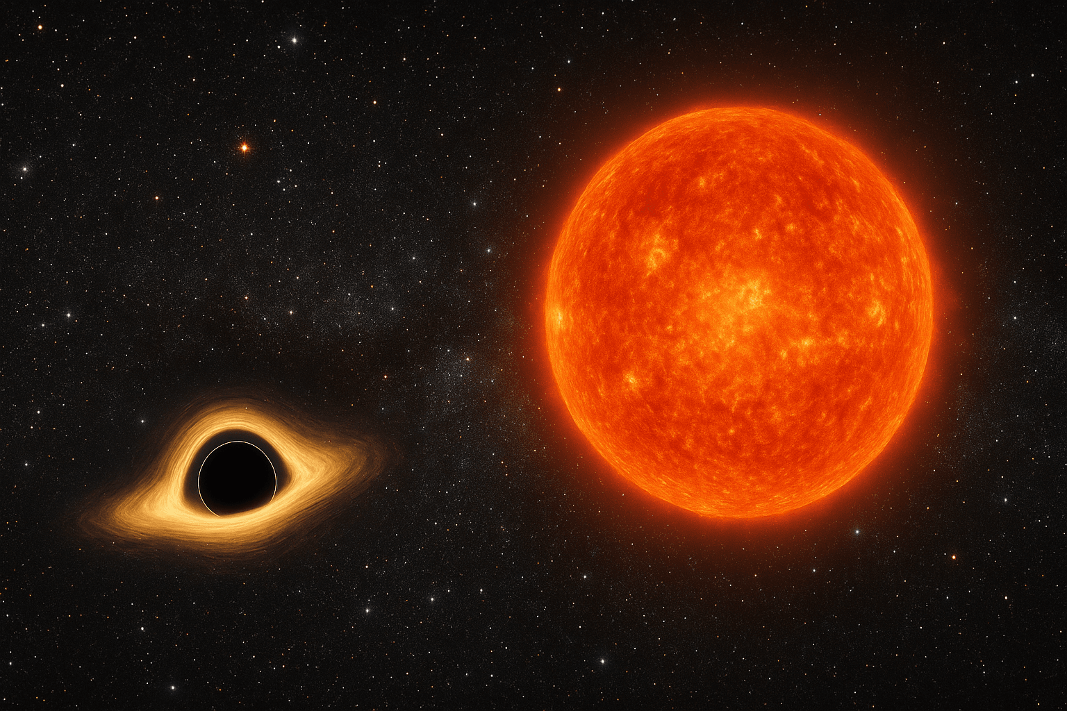 Cichy duet: uśpiona czarna dziura i czerwony olbrzym, który skrywa swoją przeszłość
