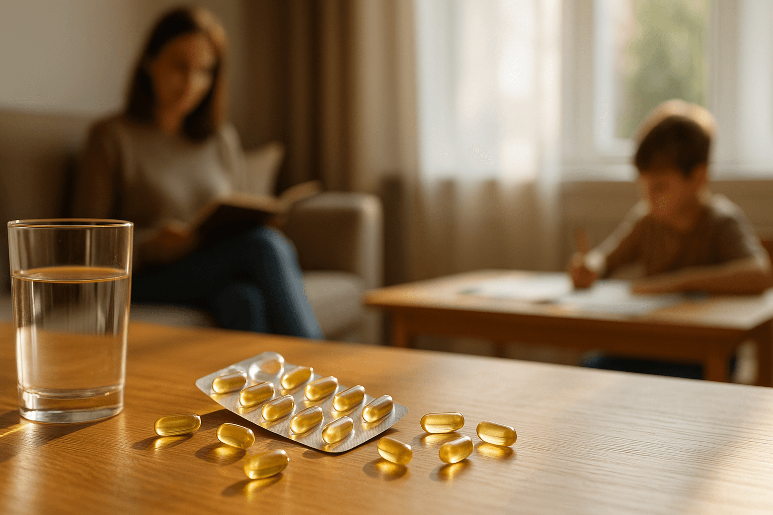 Szklanka wody, kapsułka EPA/DHA i chwila ciszy