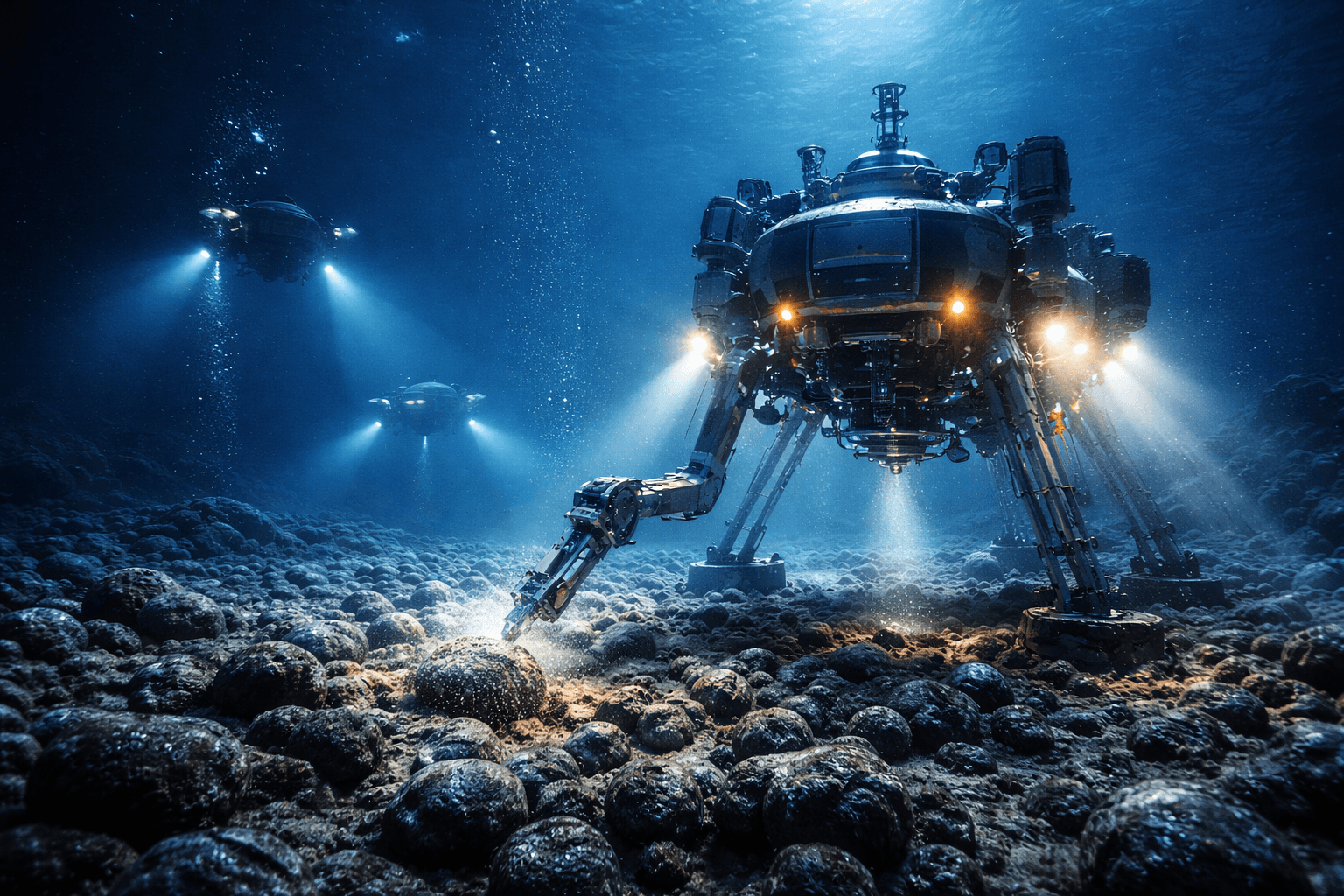 Światło w głębinach – moment pobierania próbek z dna morskiego