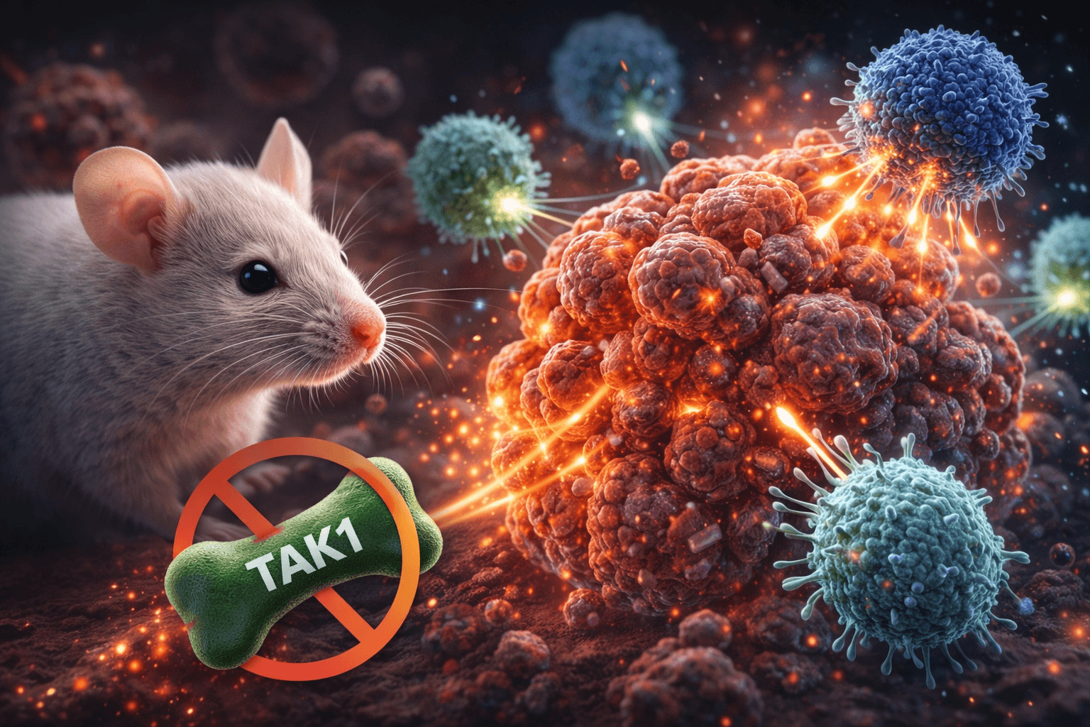 Jak blokada TAK1 osłabia raka – wizualizacja procesu